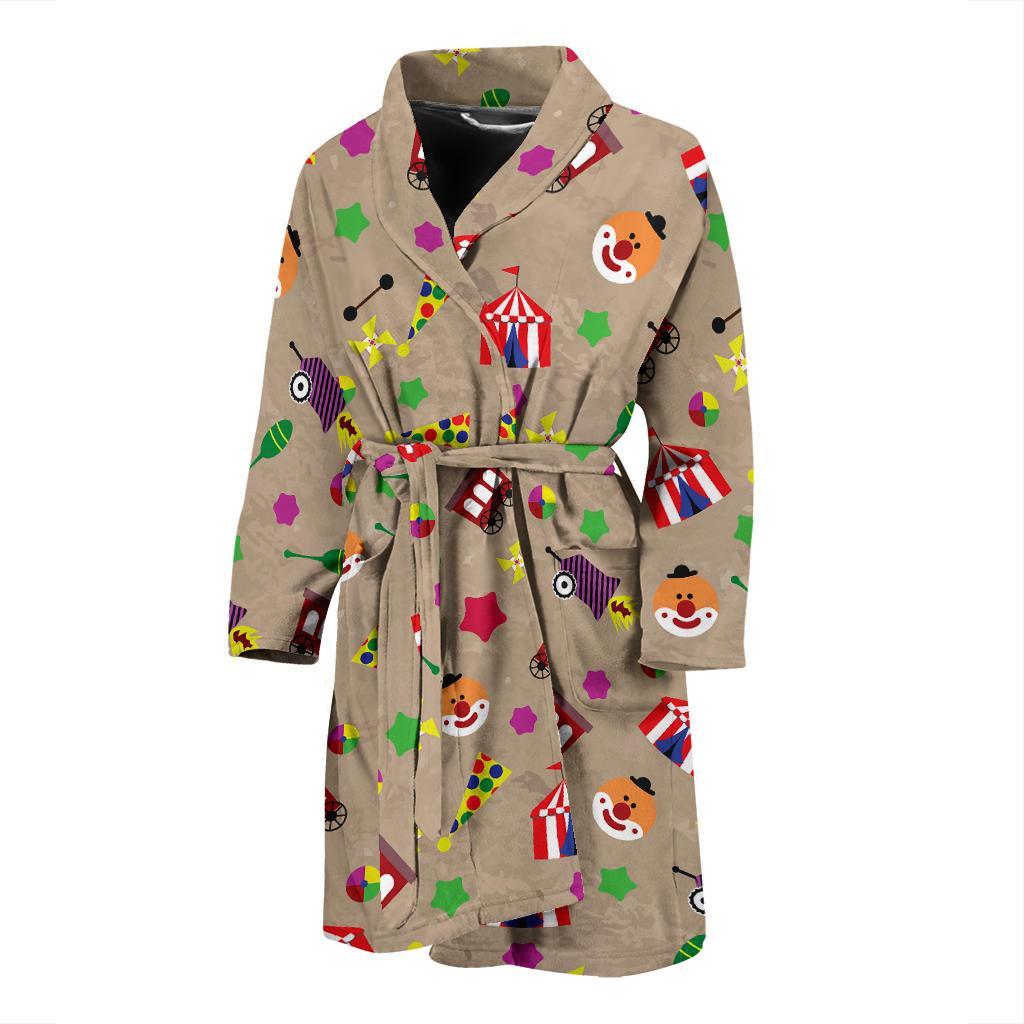 Circus Pattern Print Men Long Robe-grizzshop