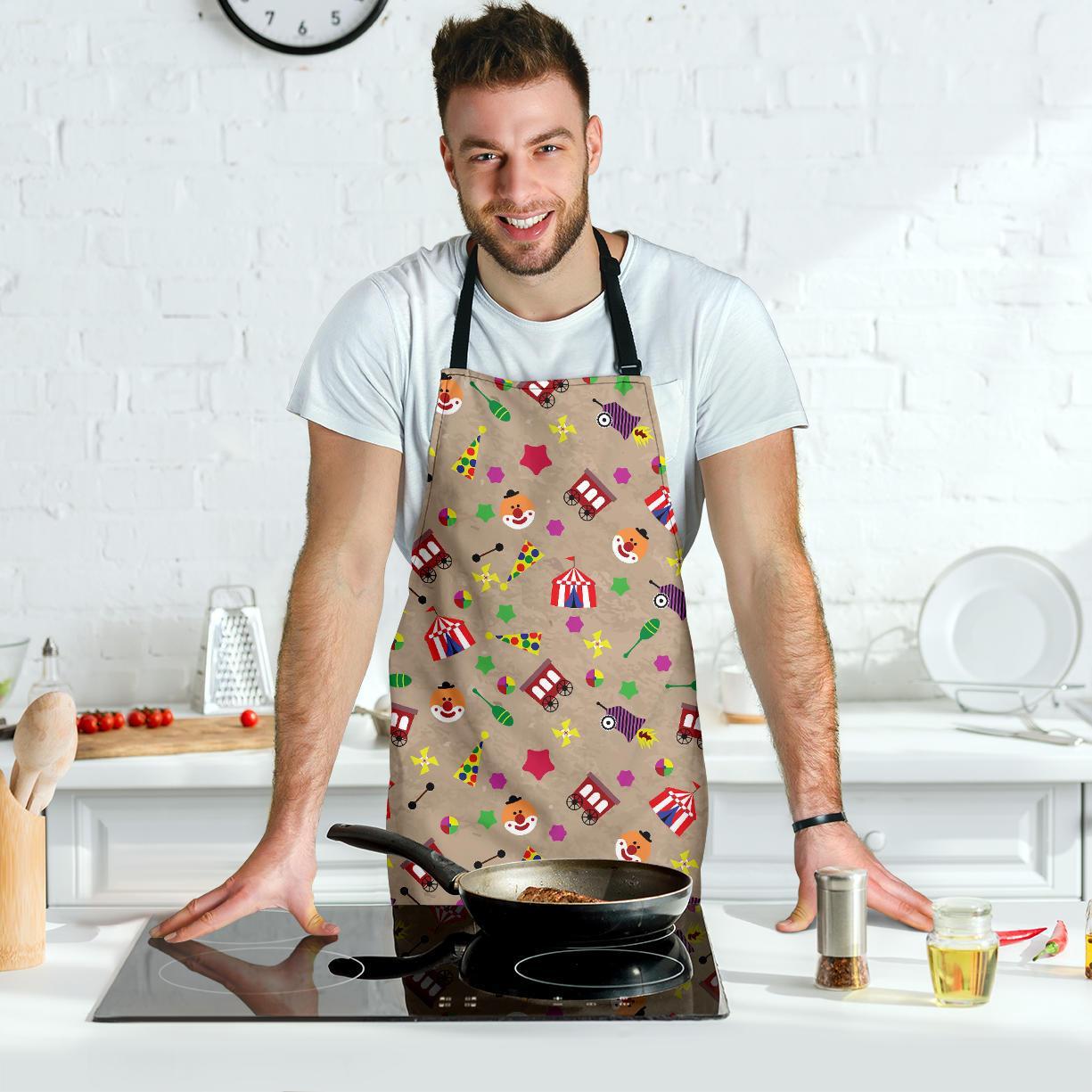 Circus Pattern Print Men's Apron-grizzshop