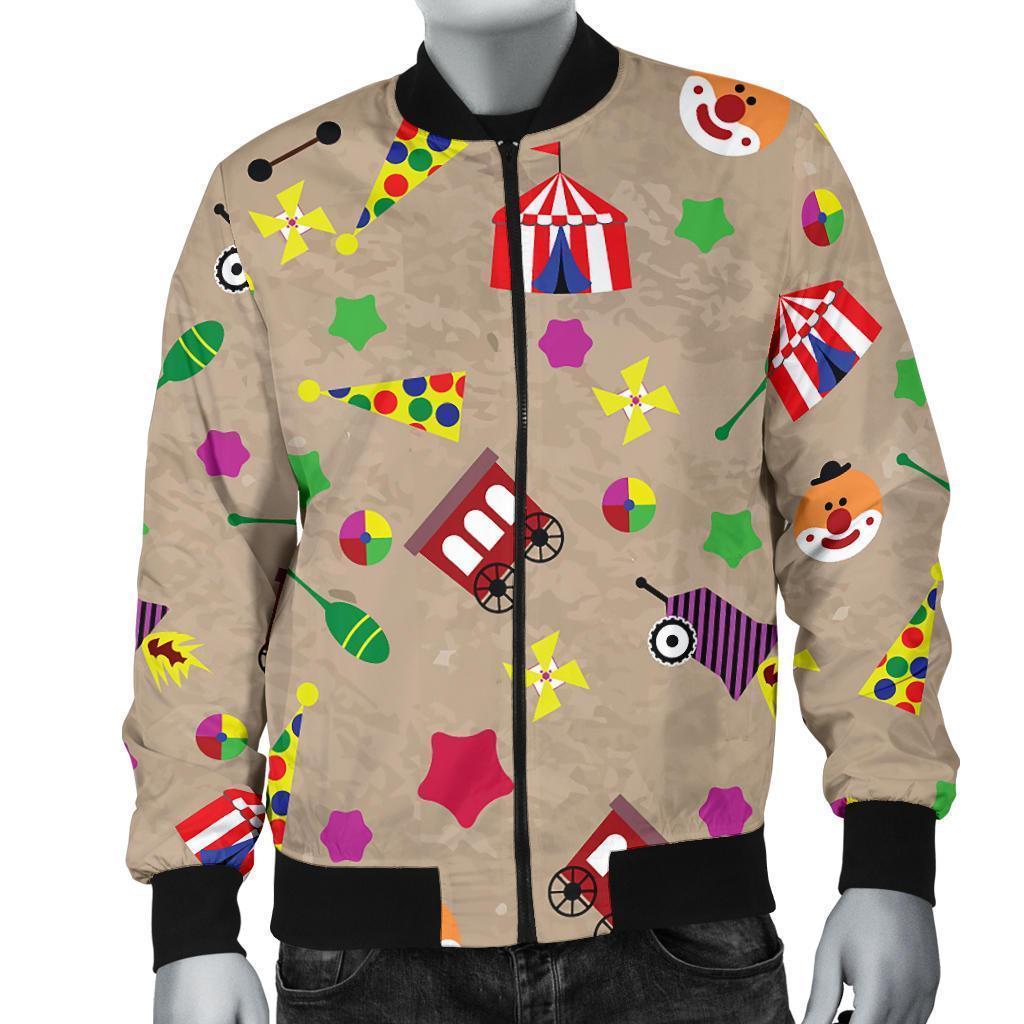 Circus Pattern Print Men's Bomber Jacket-grizzshop