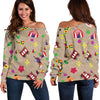 Circus Pattern Print Women Off Shoulder Sweatshirt-grizzshop