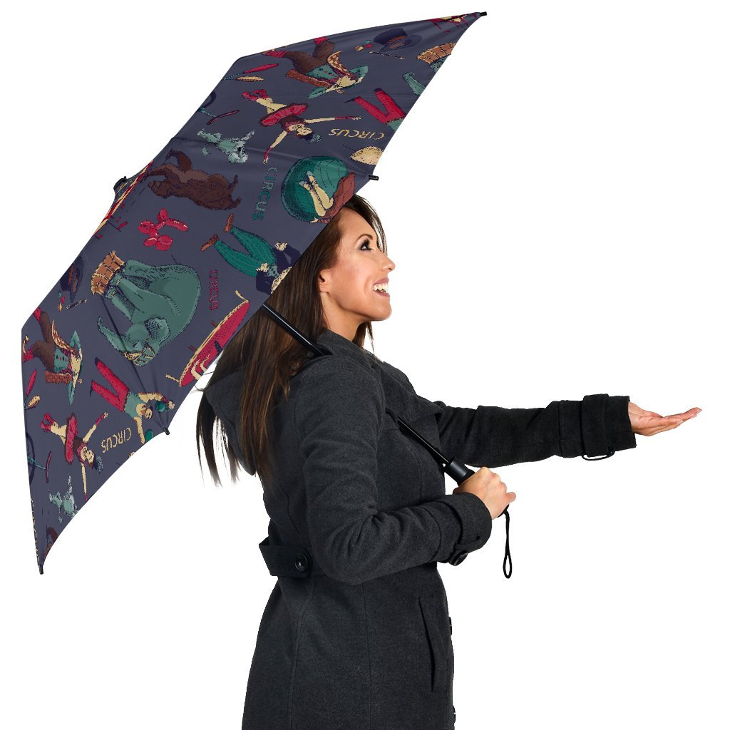 Circus Print Pattern Automatic Foldable Umbrella-grizzshop