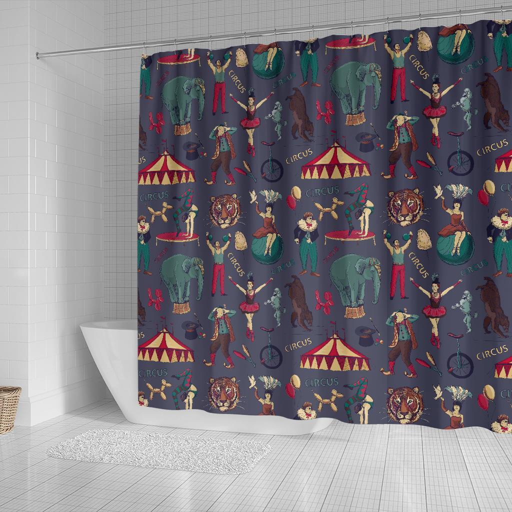 Circus Print Pattern Bathroom Shower Curtain-grizzshop