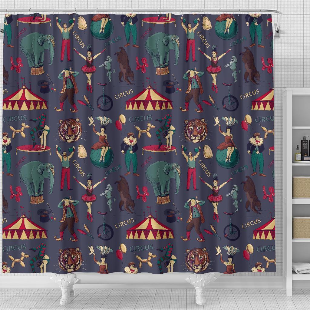 Circus Print Pattern Bathroom Shower Curtain-grizzshop