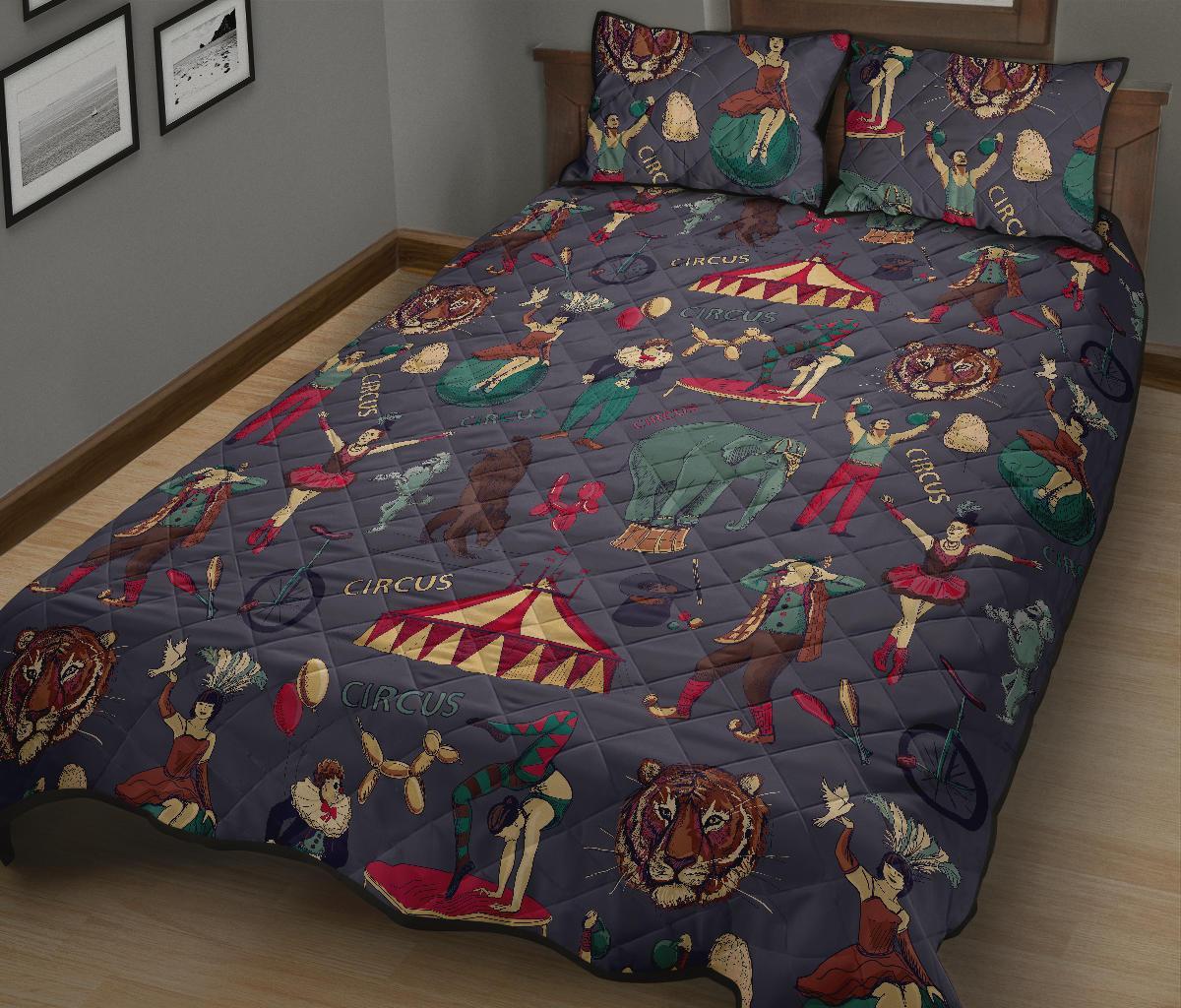 Circus Print Pattern Bed Set Quilt-grizzshop