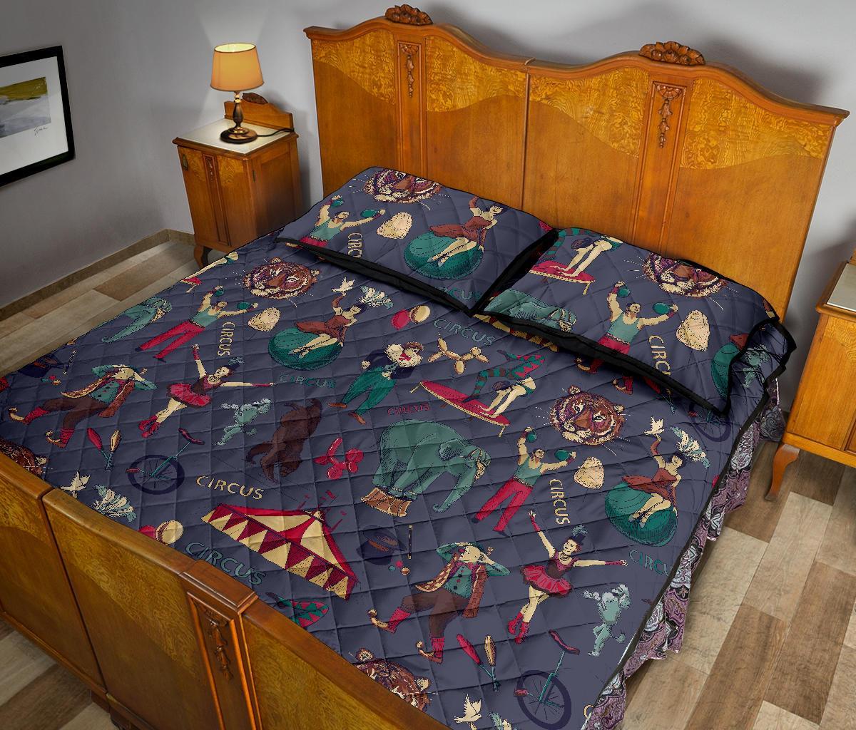 Circus Print Pattern Bed Set Quilt-grizzshop