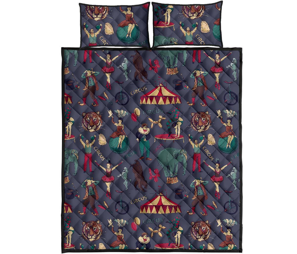 Circus Print Pattern Bed Set Quilt-grizzshop