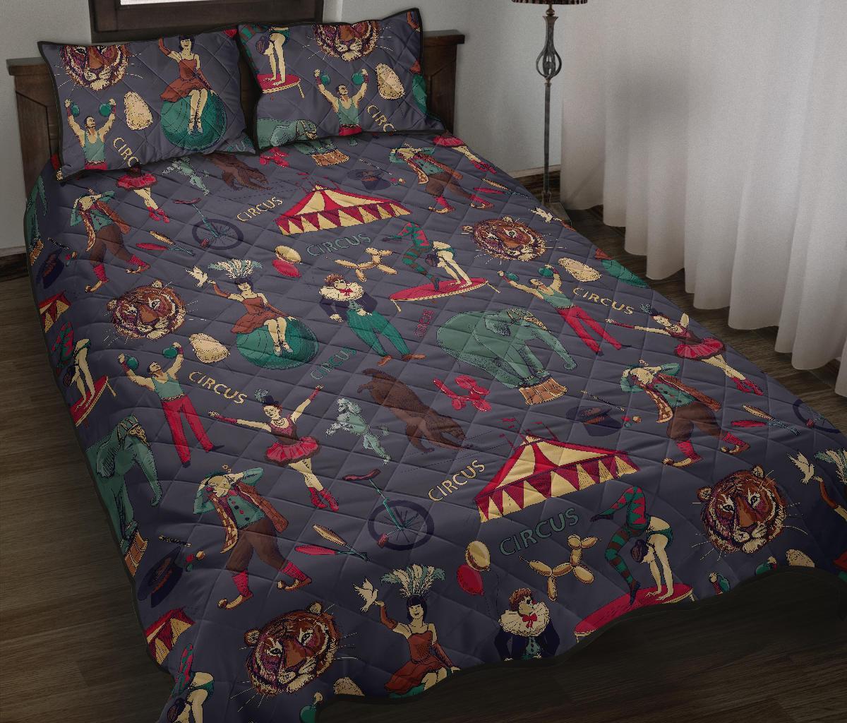 Circus Print Pattern Bed Set Quilt-grizzshop