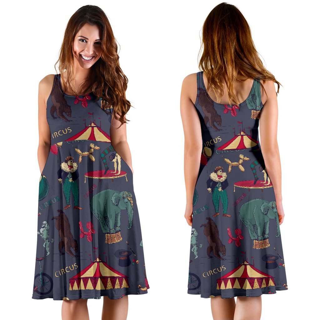 Circus Print Pattern Dress-grizzshop