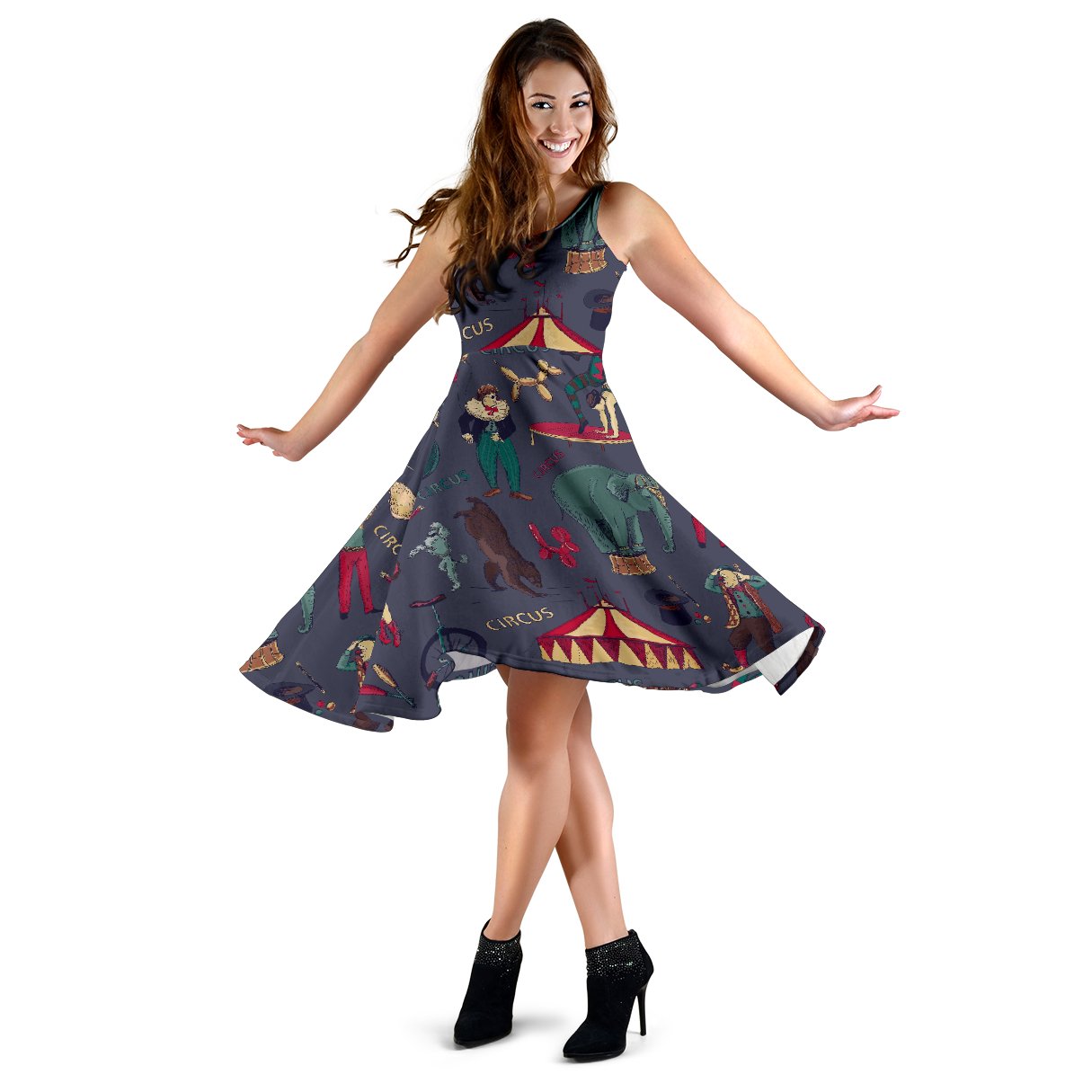 Circus Print Pattern Dress-grizzshop