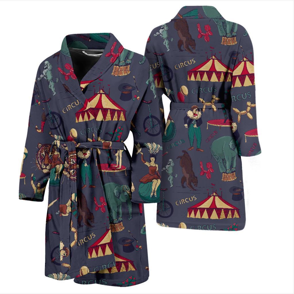 Circus Print Pattern Men Long Robe-grizzshop