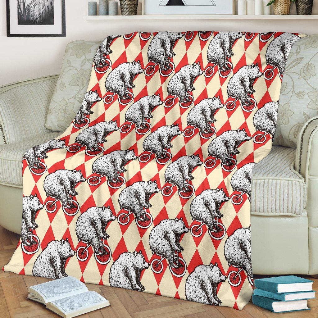 Circus Teddy Bear Pattern Print Blanket-grizzshop