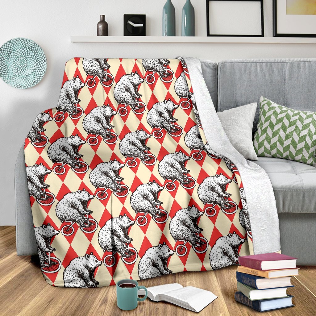 Circus Teddy Bear Pattern Print Blanket-grizzshop