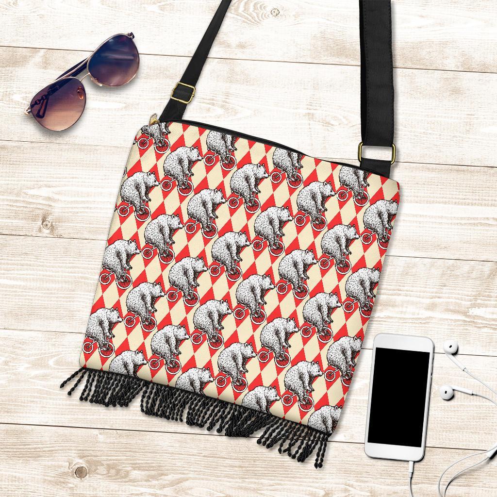 Circus Teddy Bear Pattern Print Crossbody Bags-grizzshop