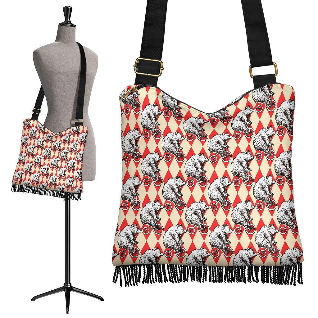 Circus Teddy Bear Pattern Print Crossbody Bags-grizzshop