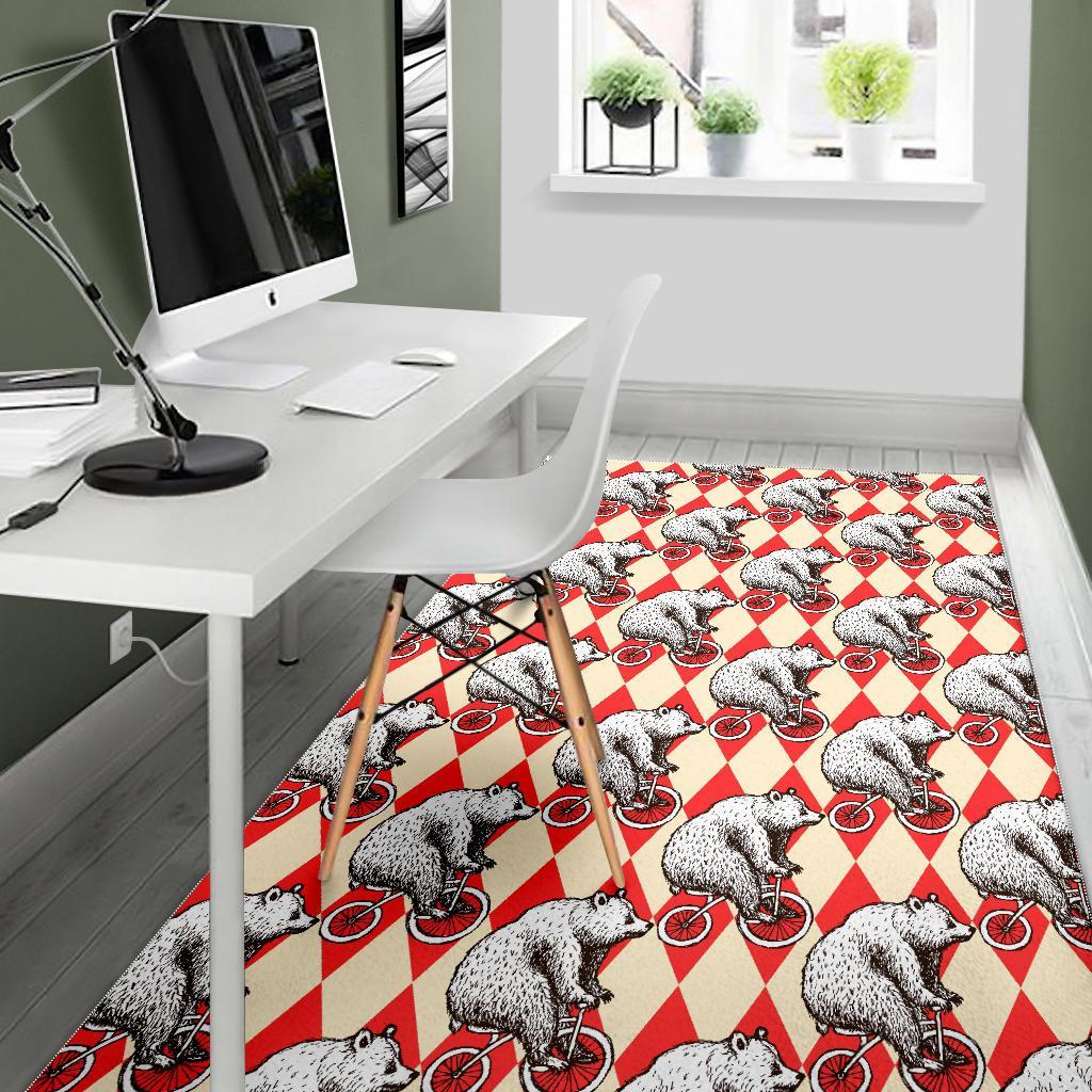 Circus Teddy Bear Pattern Print Floor Mat-grizzshop