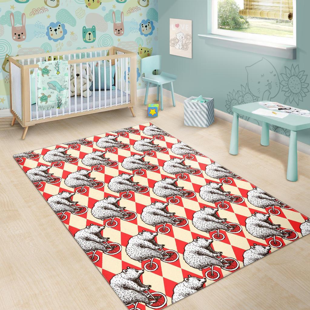 Circus Teddy Bear Pattern Print Floor Mat-grizzshop