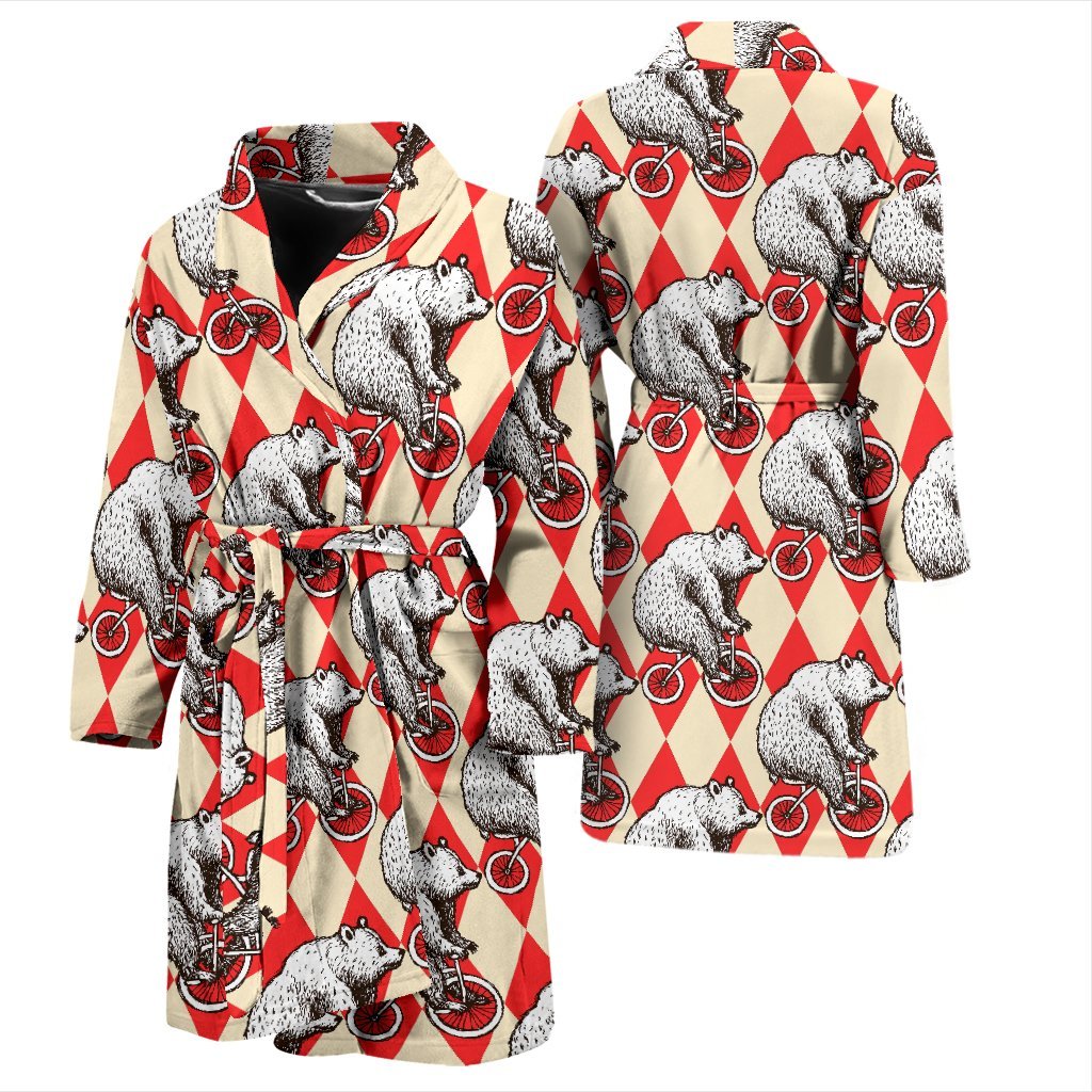 Circus Teddy Bear Pattern Print Men Long Robe-grizzshop