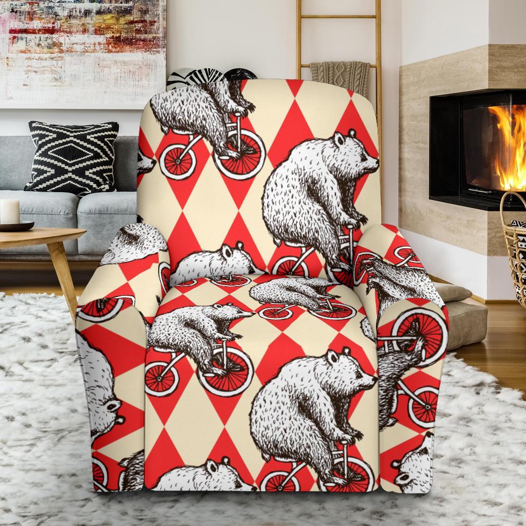 Circus Teddy Bear Pattern Print Recliner Cover-grizzshop