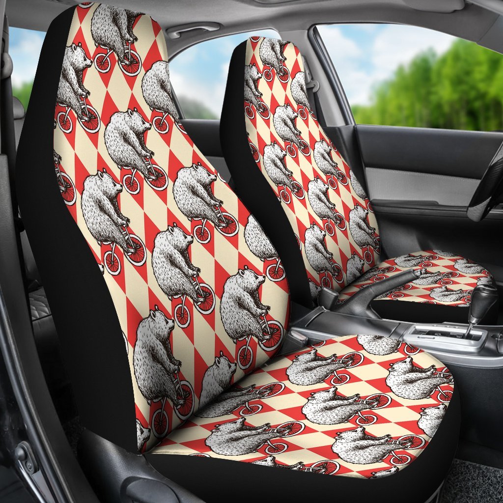 Circus Teddy Bear Pattern Print Universal Fit Car Seat Cover-grizzshop