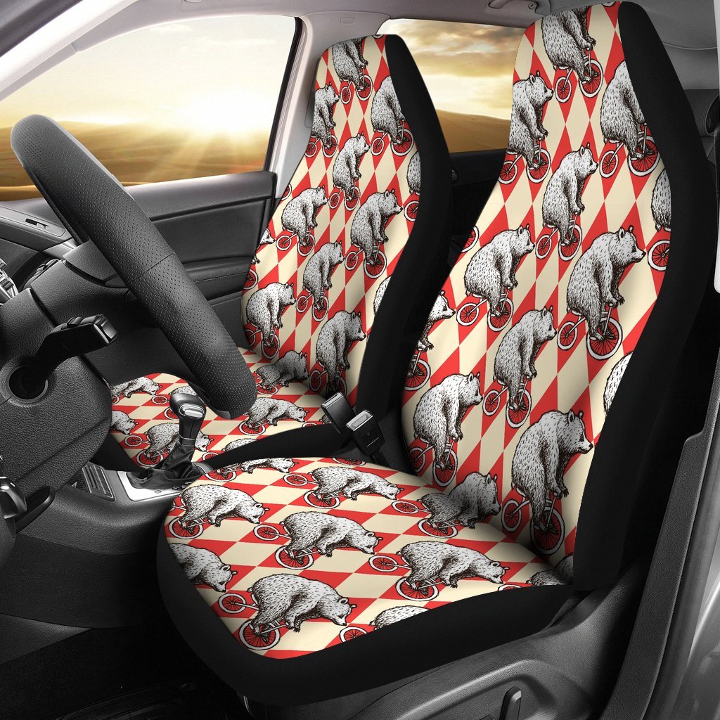 Circus Teddy Bear Pattern Print Universal Fit Car Seat Cover-grizzshop