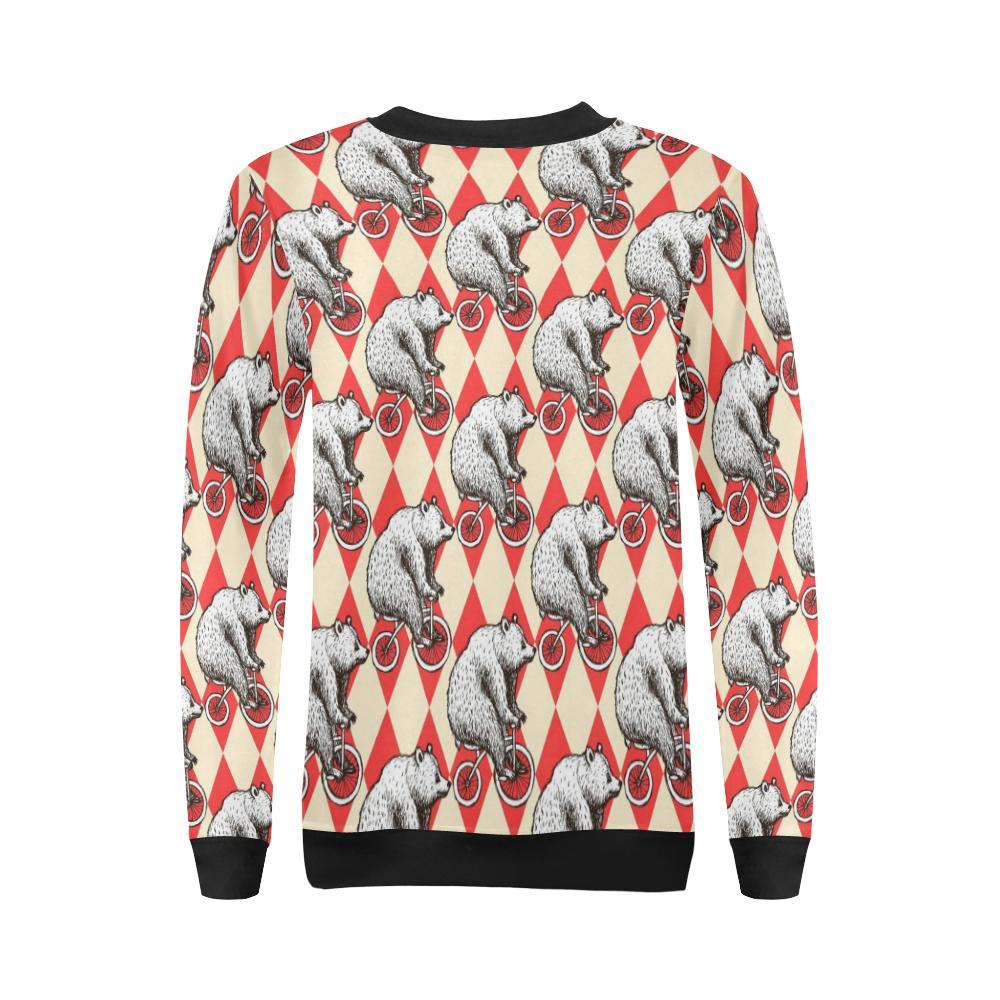 Circus Teddy Bear Pattern Print Women Crewneck Sweatshirt-grizzshop