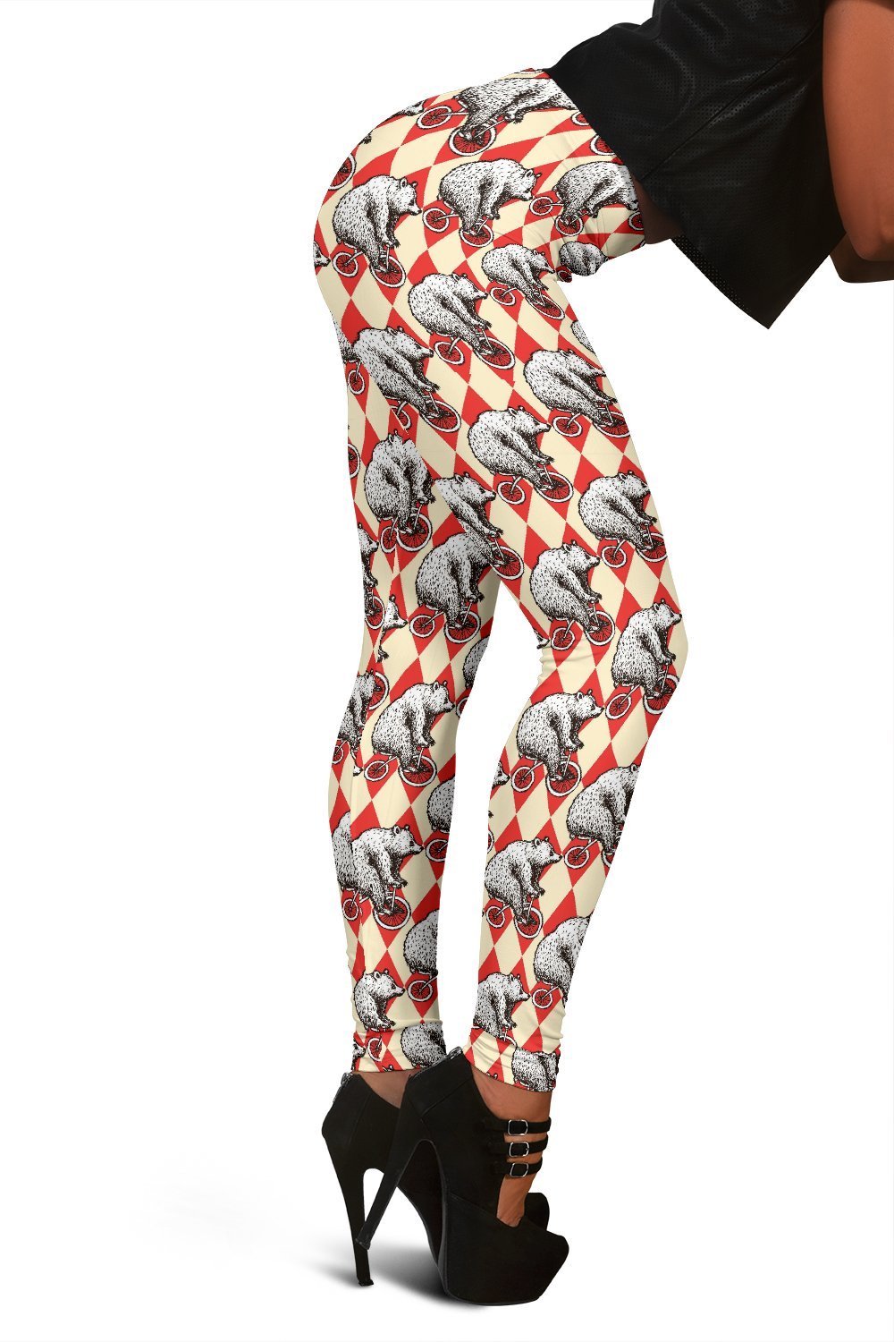 Circus Teddy Bear Pattern Print Women Leggings-grizzshop