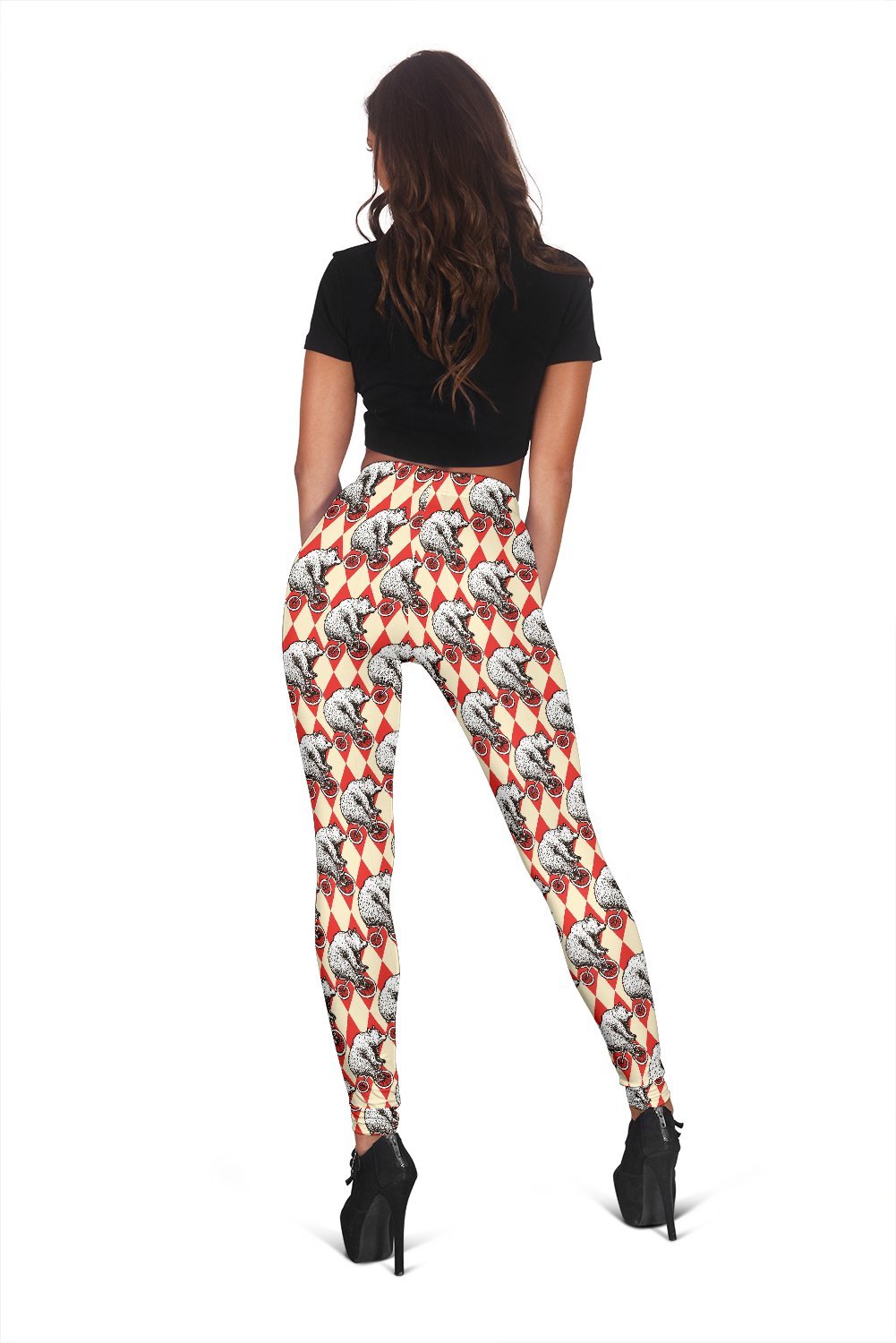 Circus Teddy Bear Pattern Print Women Leggings-grizzshop