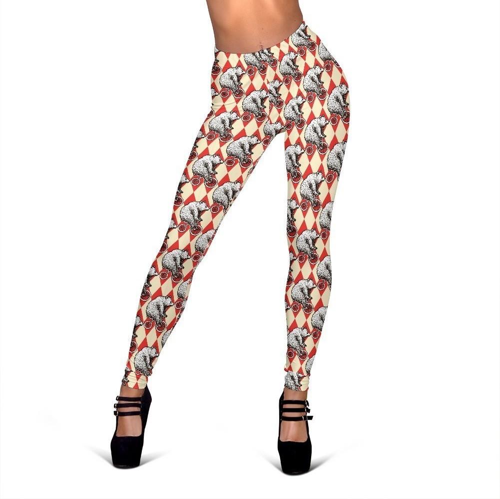 Circus Teddy Bear Pattern Print Women Leggings-grizzshop