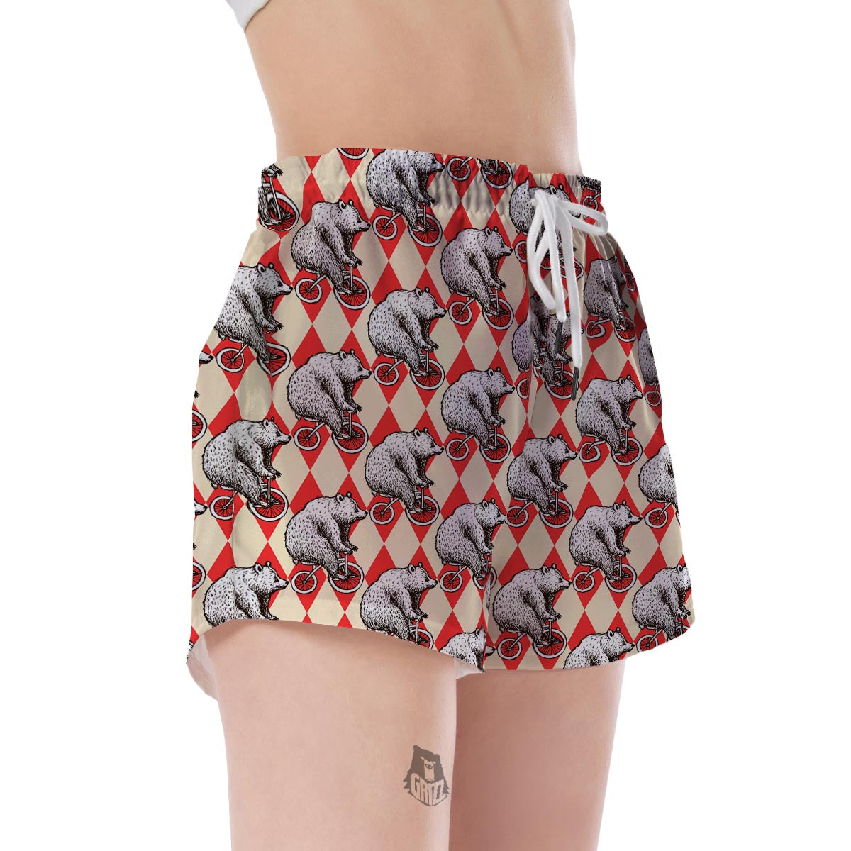 Circus Teddy Bear Pattern Print Women's Shorts-grizzshop