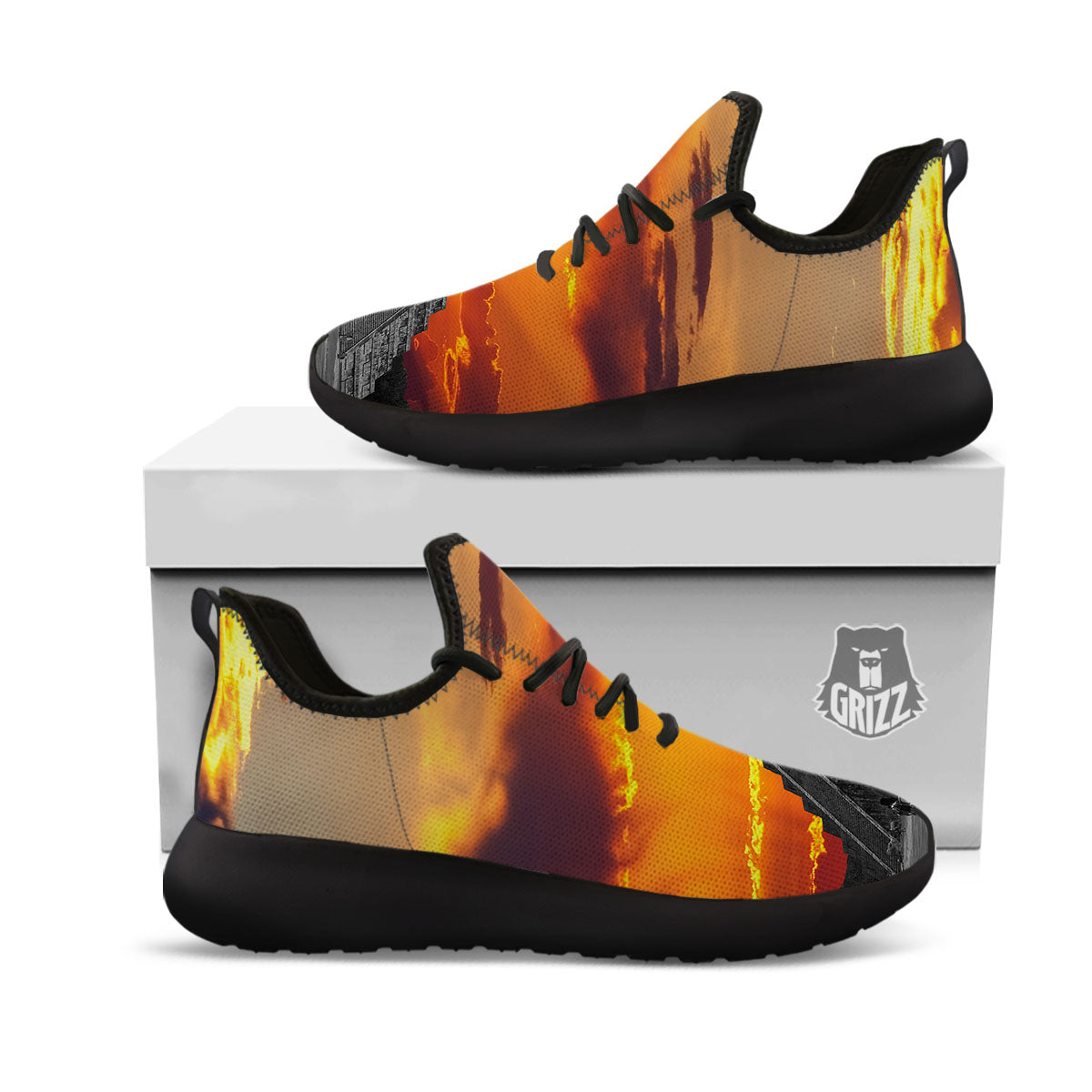 Civilization Mayan Print Black Athletic Shoes-grizzshop