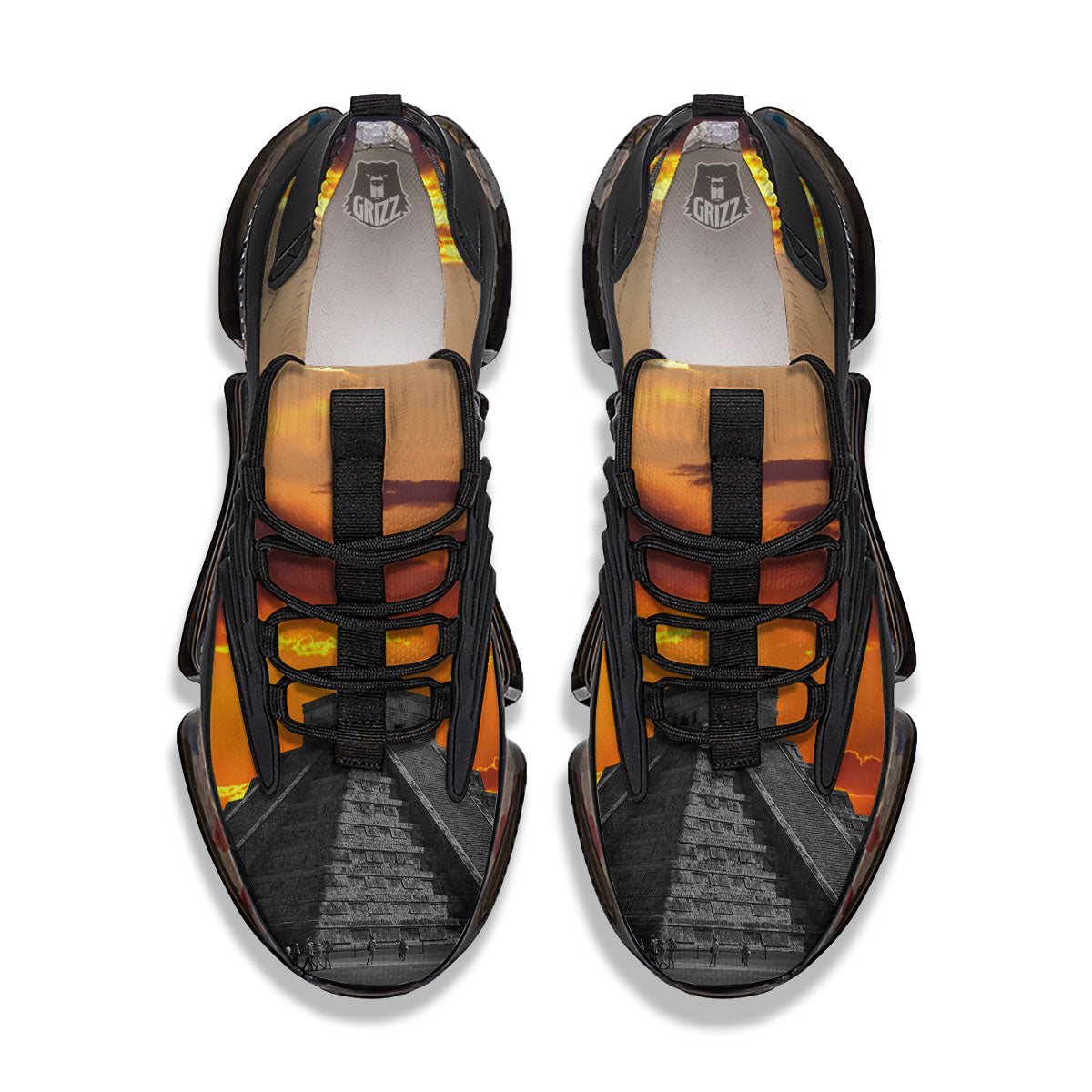 Civilization Mayan Print Black Gym Shoes-grizzshop