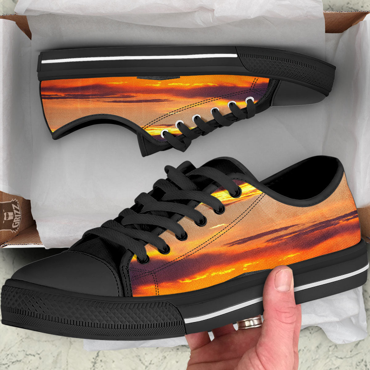 Civilization Mayan Print Black Low Top Shoes-grizzshop