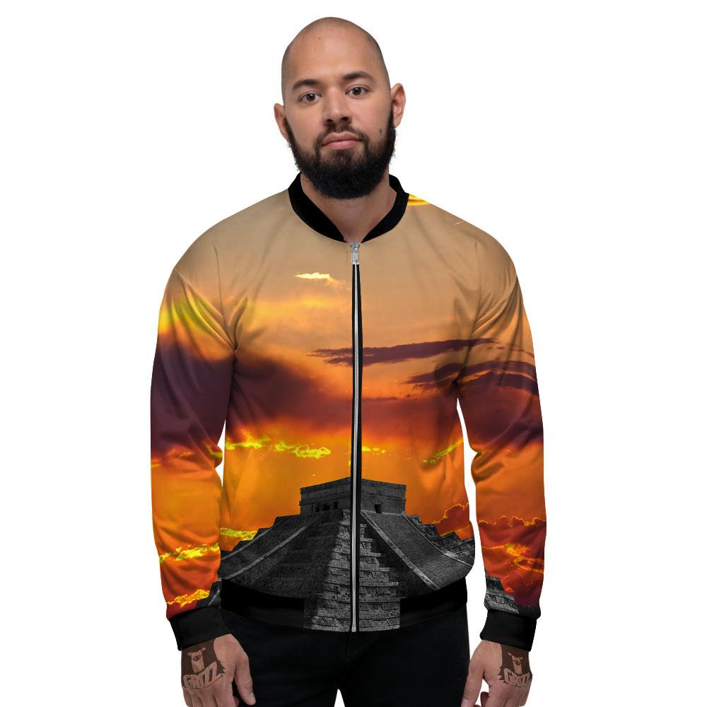 Civilization Mayan Print Men's Bomber Jacket-grizzshop