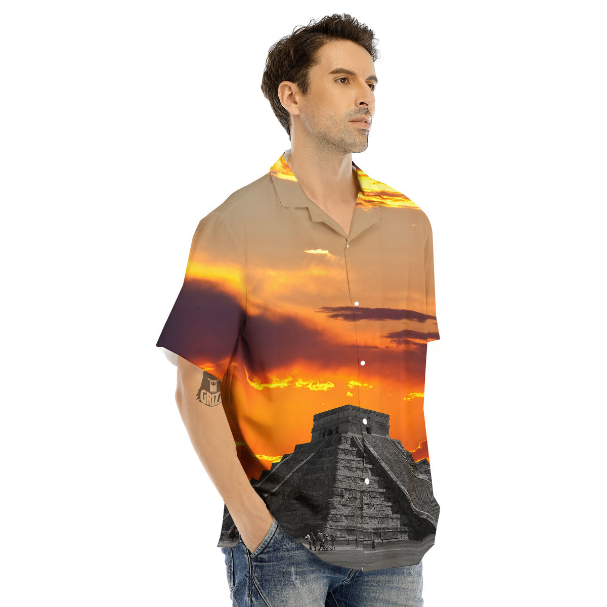 Civilization Mayan Print Men's Hawaiian Shirt-grizzshop