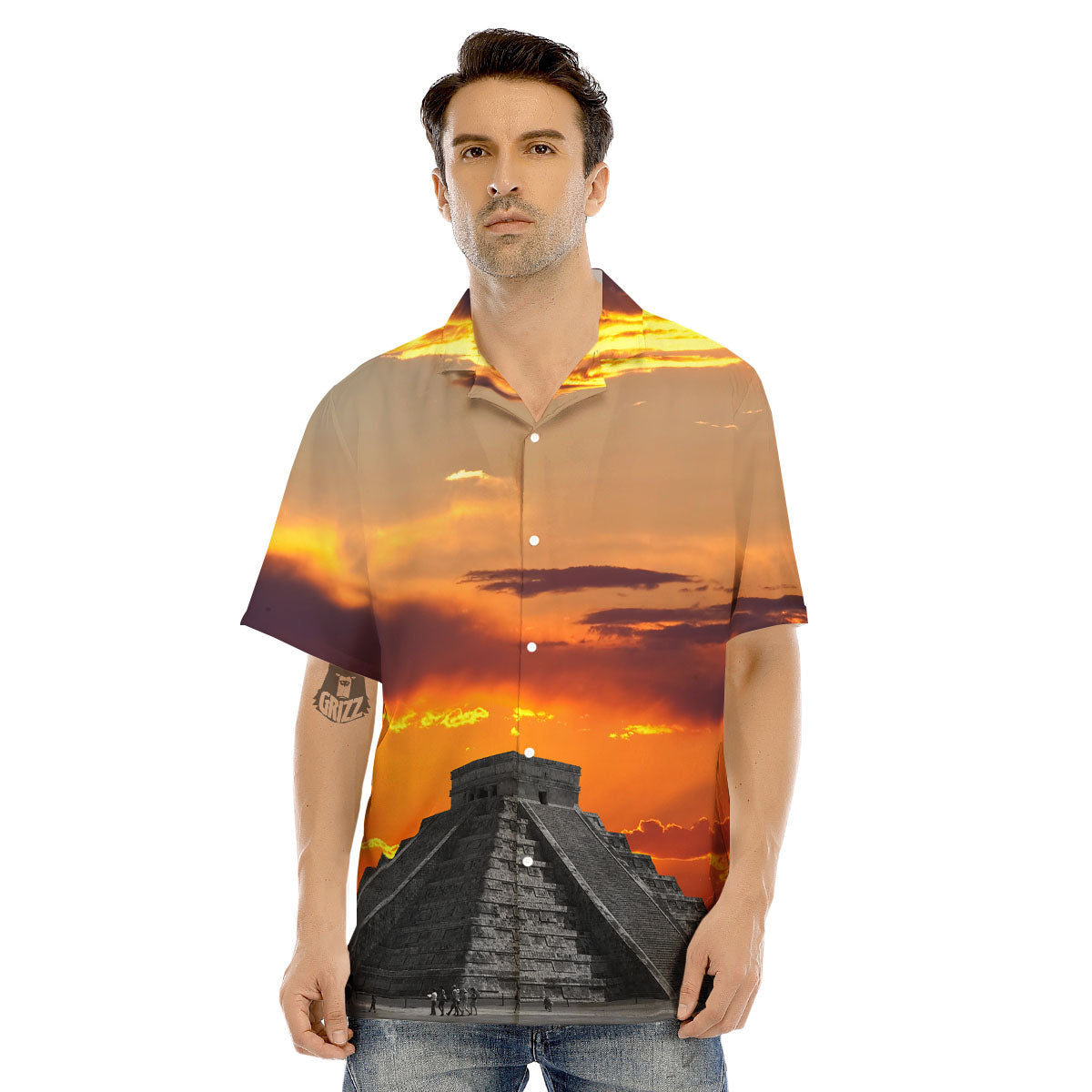Civilization Mayan Print Men's Hawaiian Shirt-grizzshop