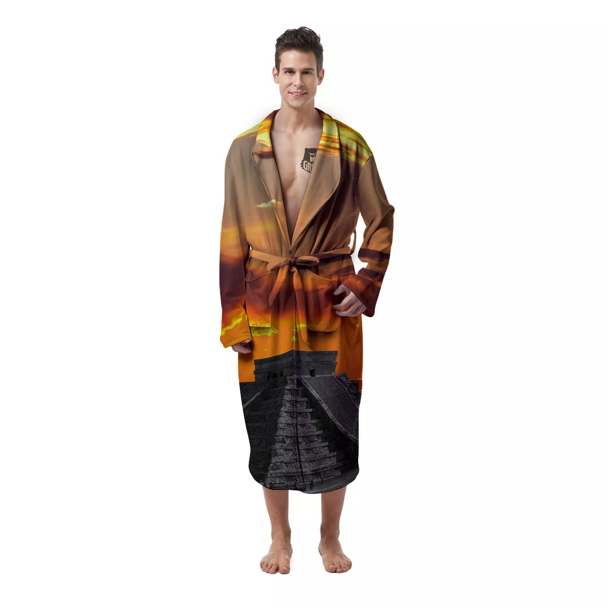 Civilization Mayan Print Men's Robe-grizzshop