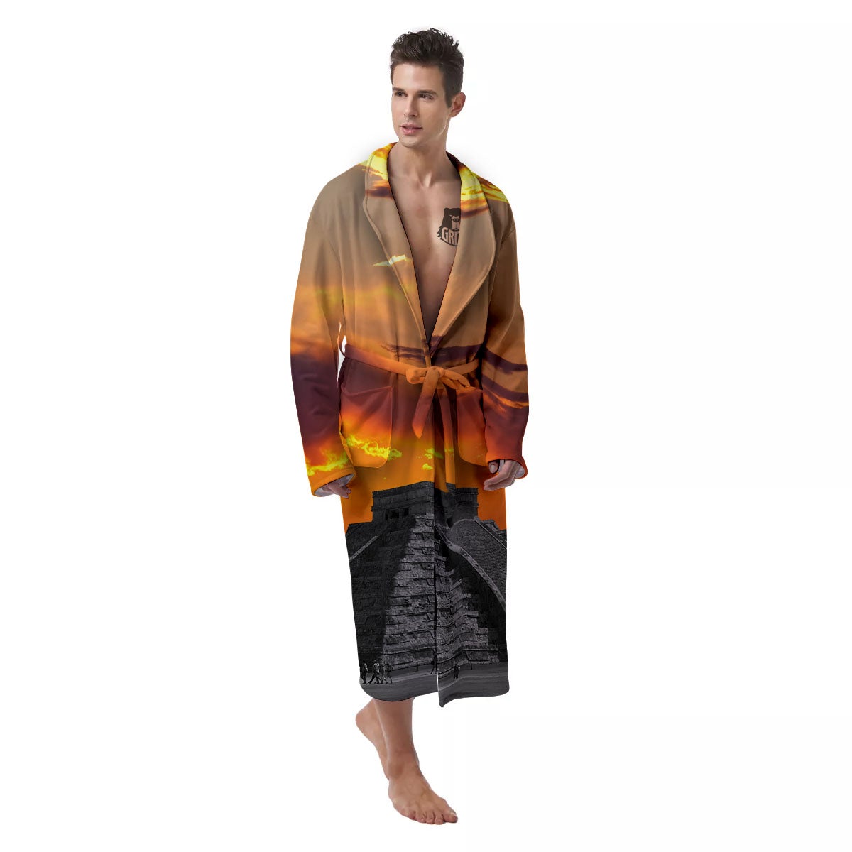 Civilization Mayan Print Men's Robe-grizzshop