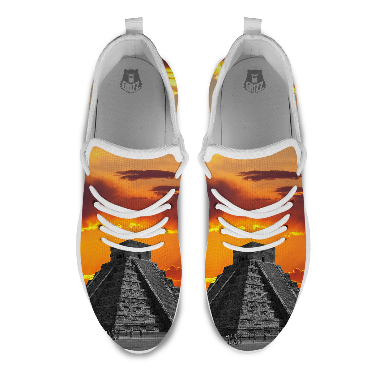 Civilization Mayan Print White Athletic Shoes-grizzshop