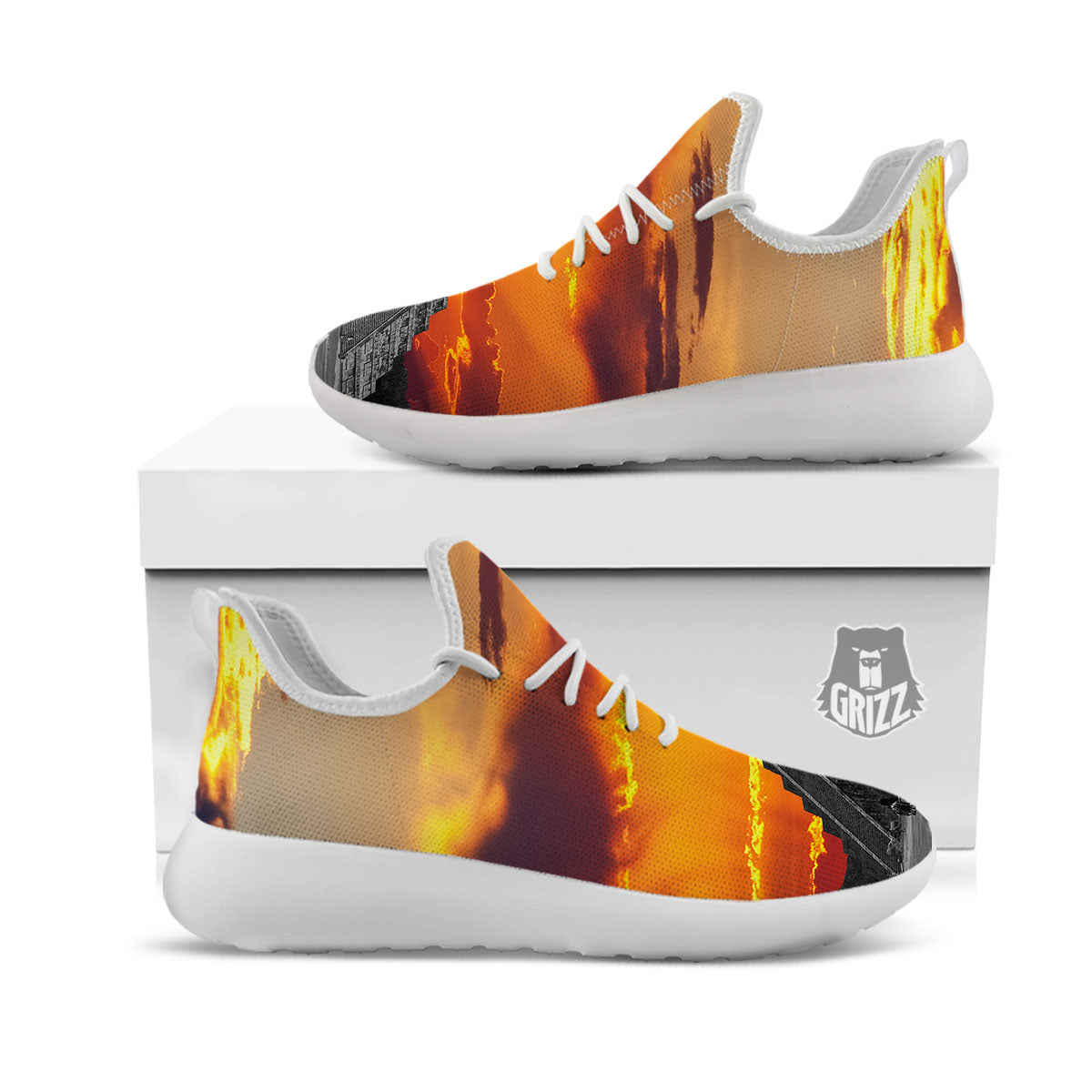 Civilization Mayan Print White Athletic Shoes-grizzshop