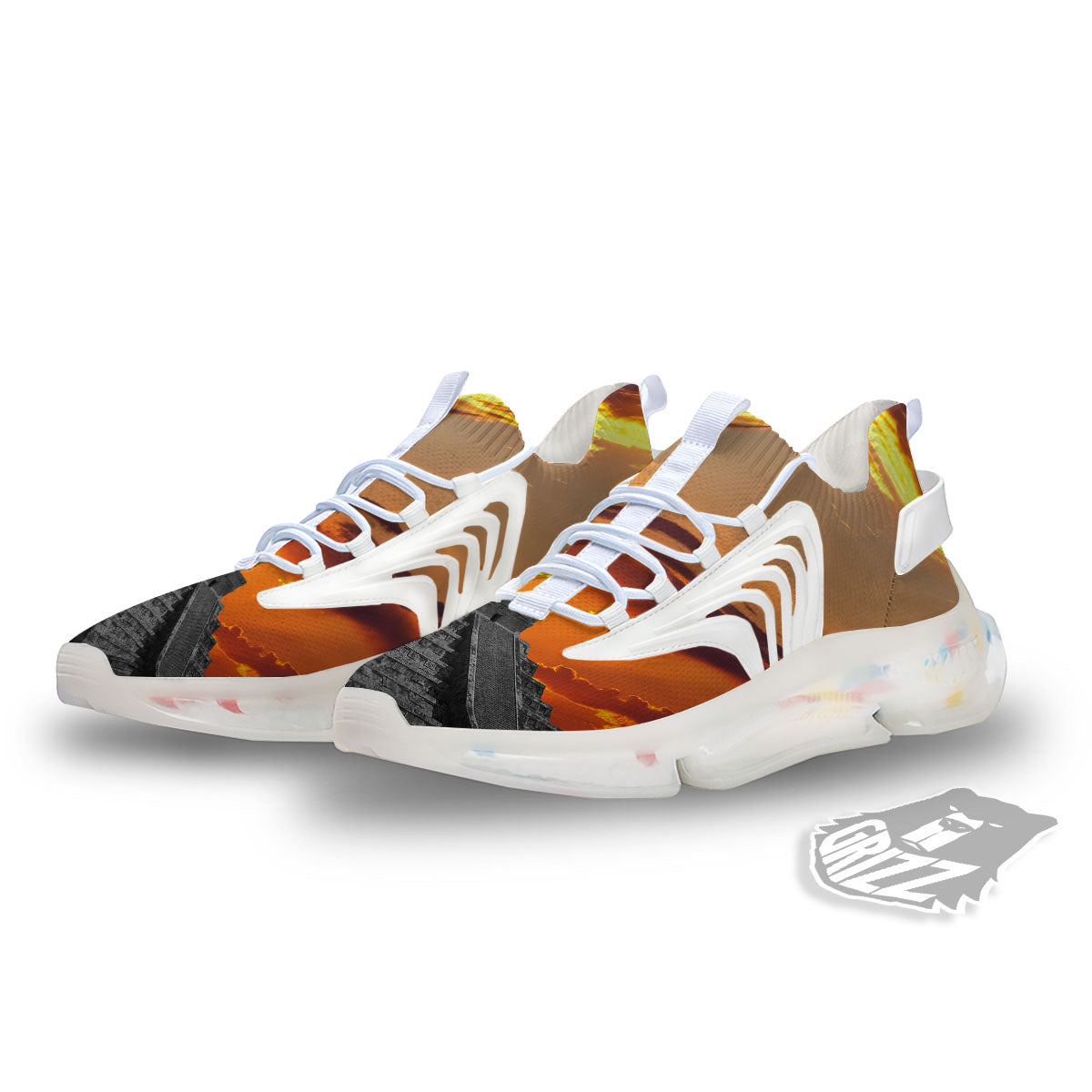 Civilization Mayan Print White Gym Shoes-grizzshop