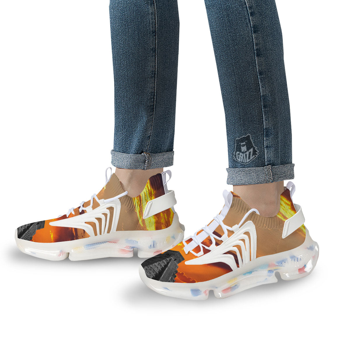 Civilization Mayan Print White Gym Shoes-grizzshop