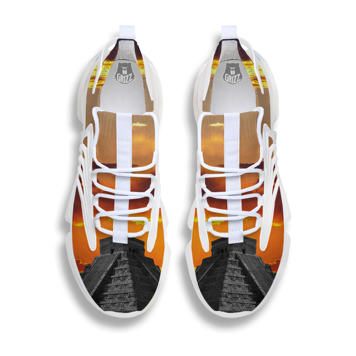 Civilization Mayan Print White Gym Shoes-grizzshop