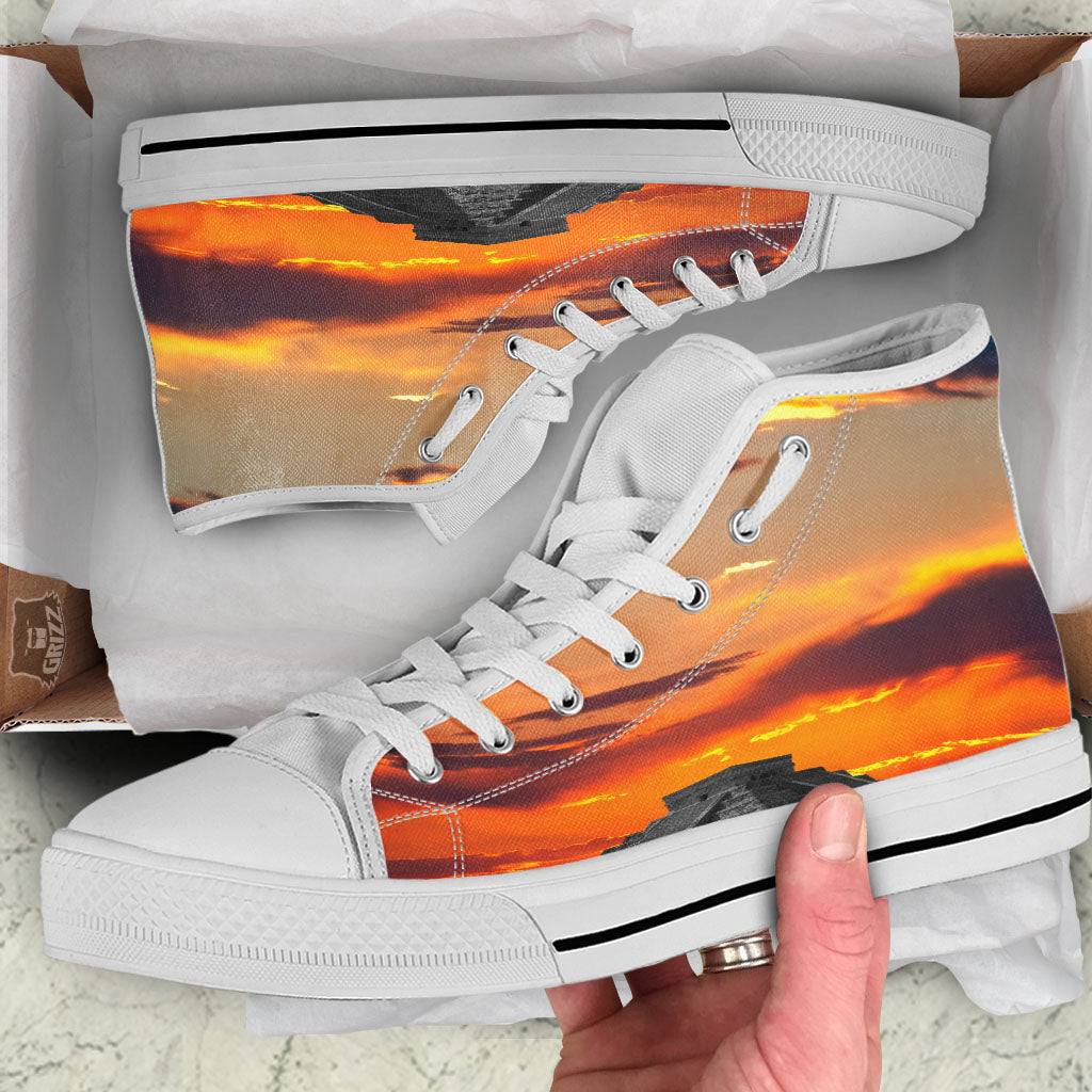 Civilization Mayan Print White High Top Shoes-grizzshop