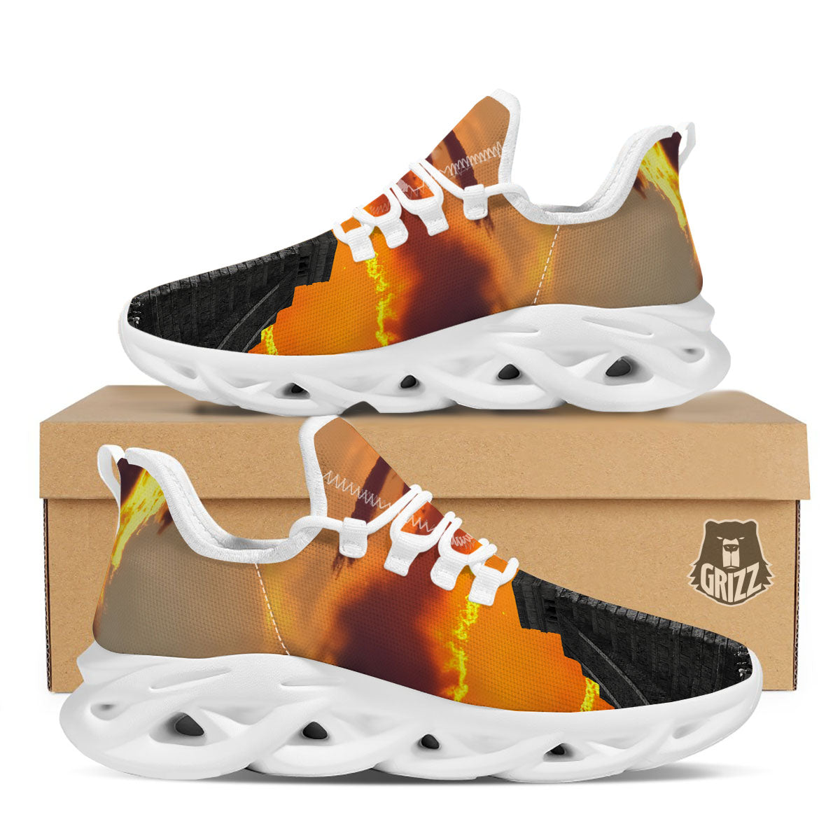 Civilization Mayan Print White Running Shoes-grizzshop