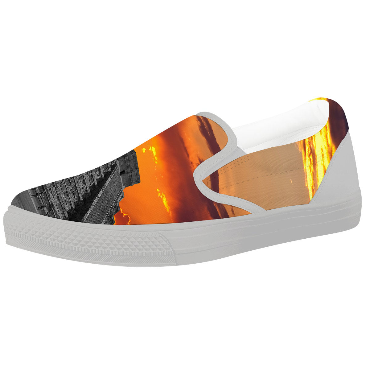 Civilization Mayan Print White Slip On Shoes-grizzshop