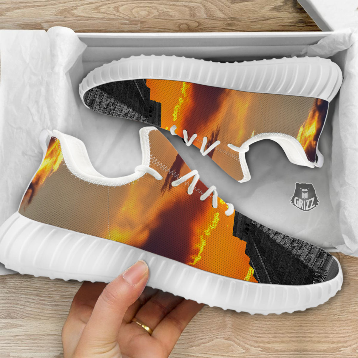 Civilization Mayan Print White Walking Shoes-grizzshop