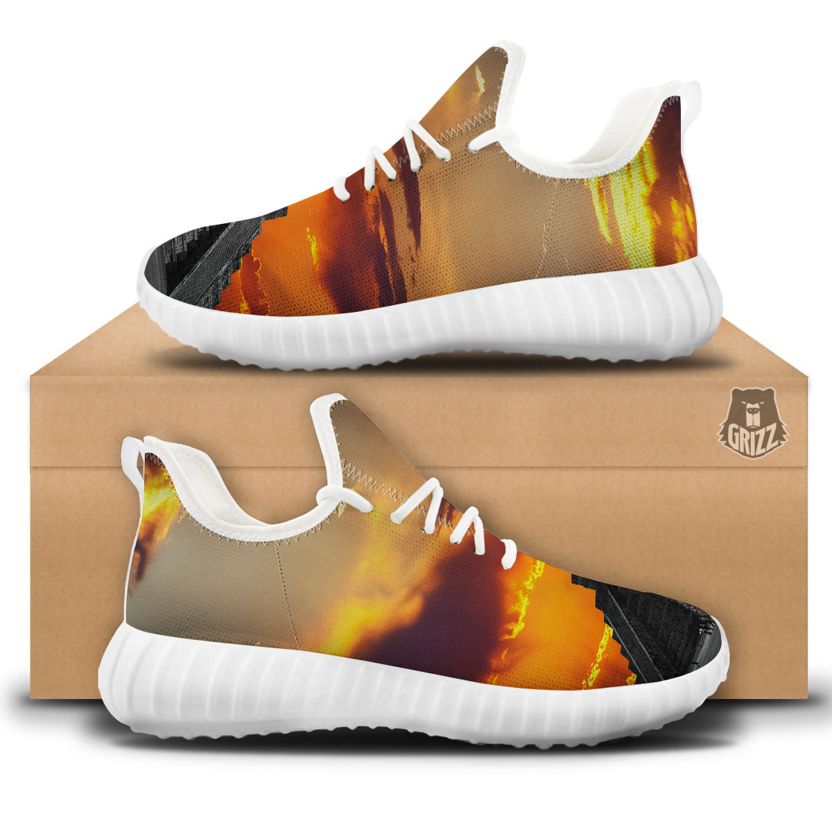 Civilization Mayan Print White Walking Shoes-grizzshop