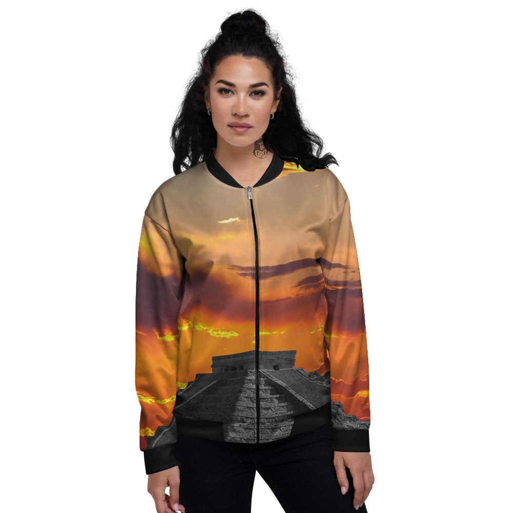Civilization Mayan Print Women's Bomber Jacket-grizzshop