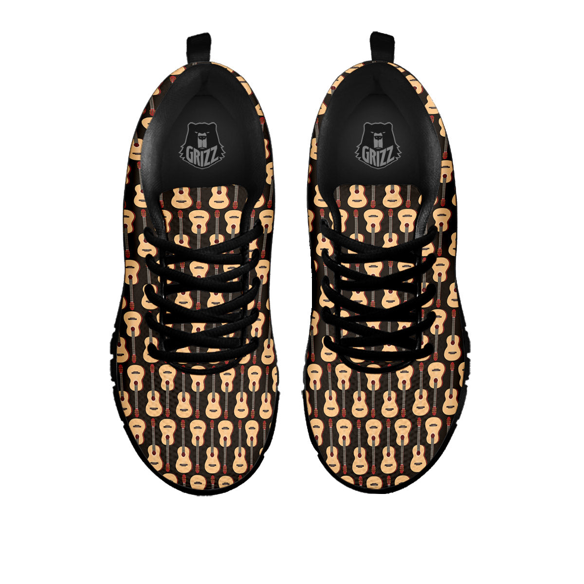 Classic Guitar Print Pattern Black Sneaker-grizzshop