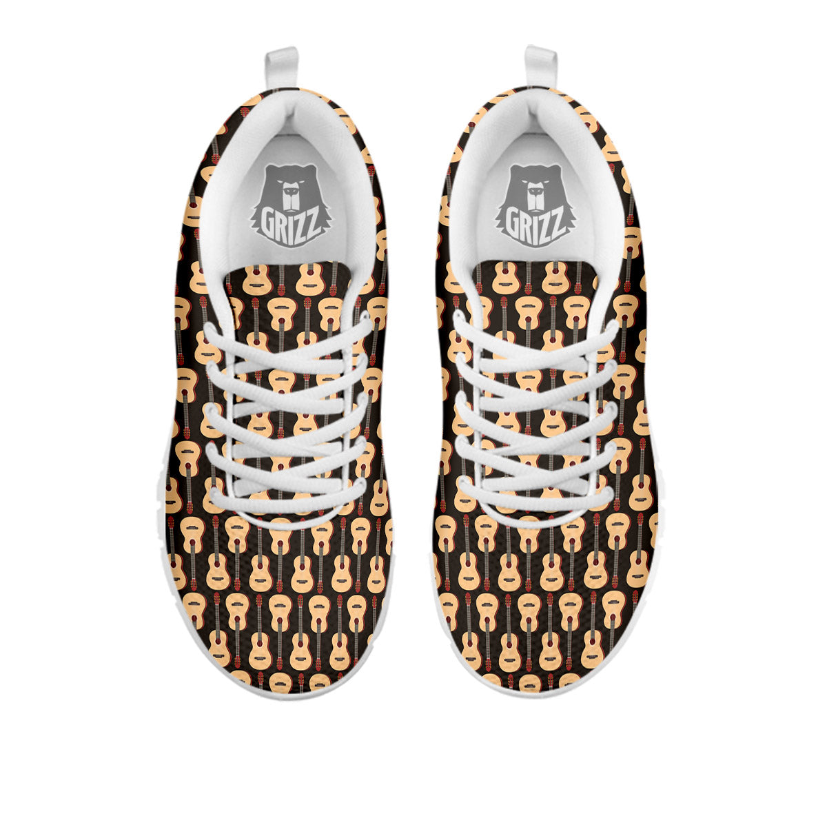 Classic Guitar Print Pattern White Sneaker-grizzshop